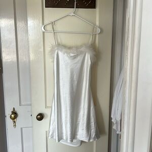 Feather Satin Mini Dress